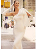 One Shoulder Ivory Satin Wedding Dress With Oversize Bow One Shoulder Ivory Satin Wedding Dress With Oversize Bow